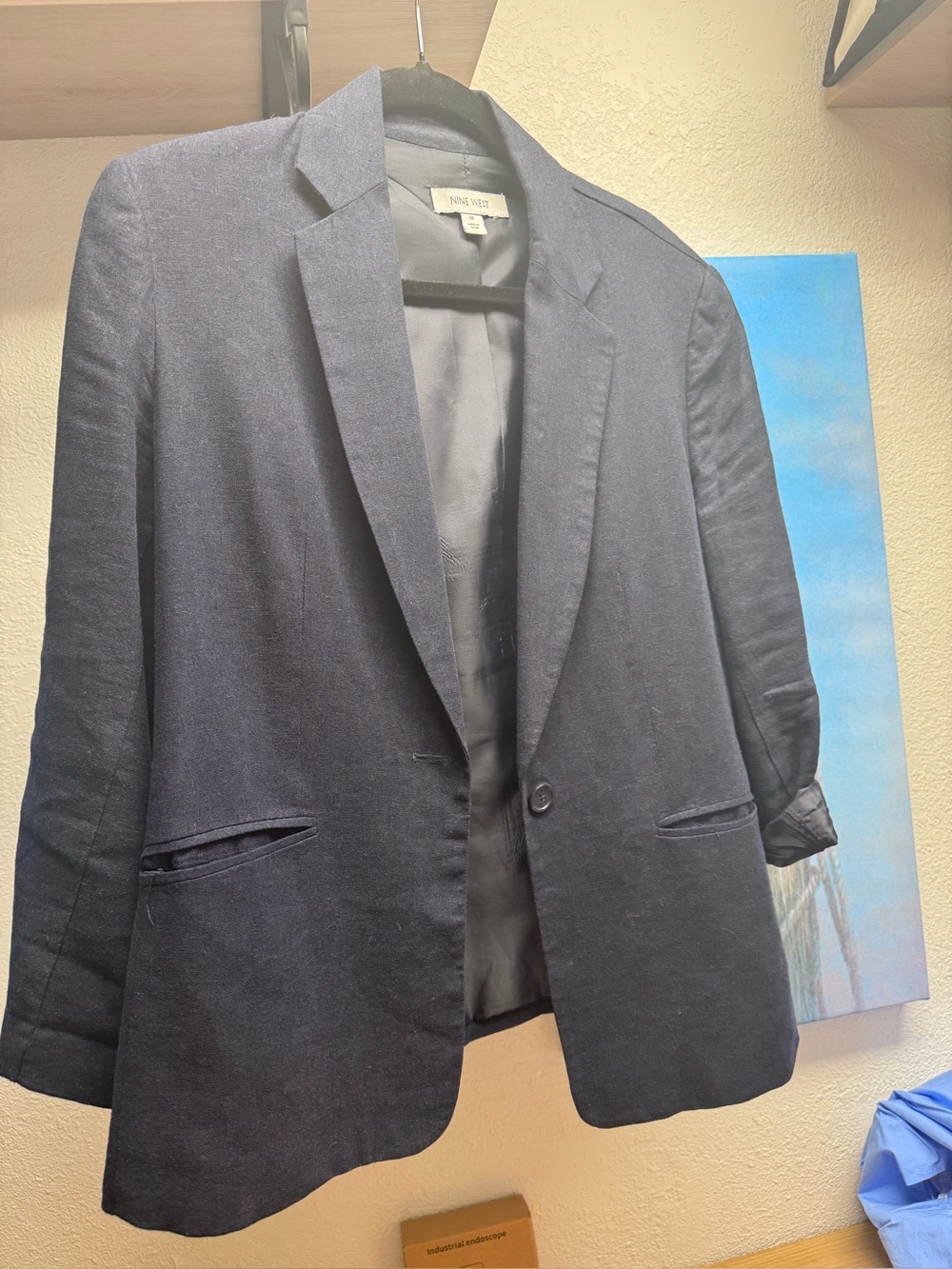 Nine West Women’s Dark Navy Single-Button Blazer